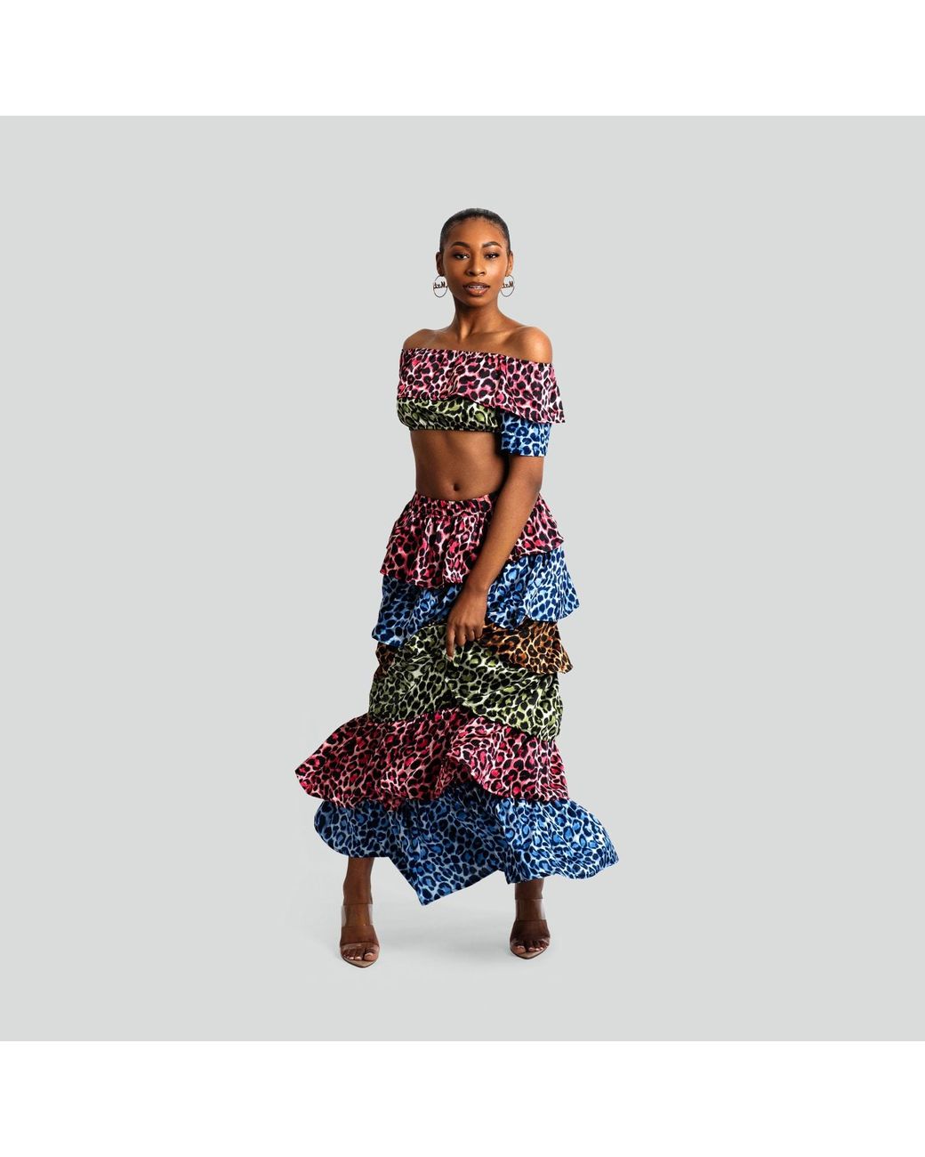 Maui X Lolita Red Ana Ruffled Cheetah Print Two-Piece Skirt Set