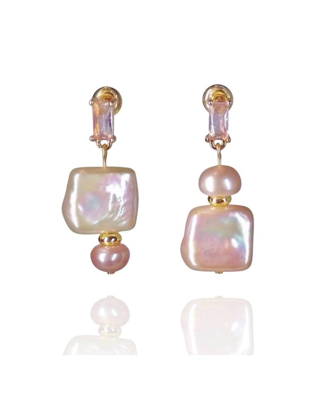 Ninemoo Metallic Perfume Bottle Pearl Drop Earrings