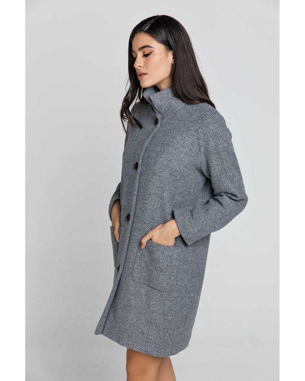 Conquista Gray Wool Blend Coat By Fashion