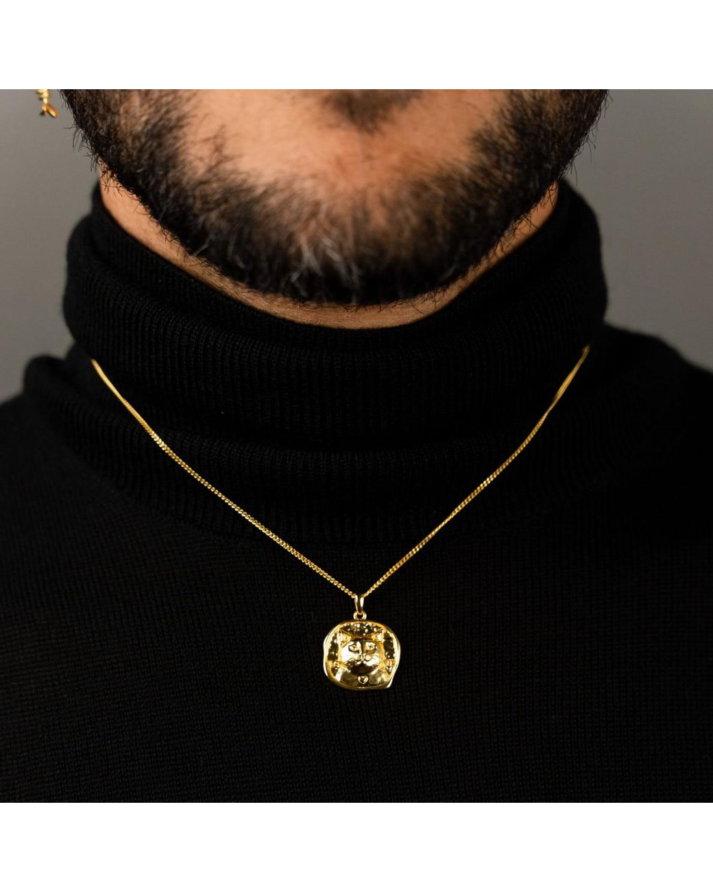 Frenvyrn Metallic Lars 18K Vermeil Cat Coin Necklace for men