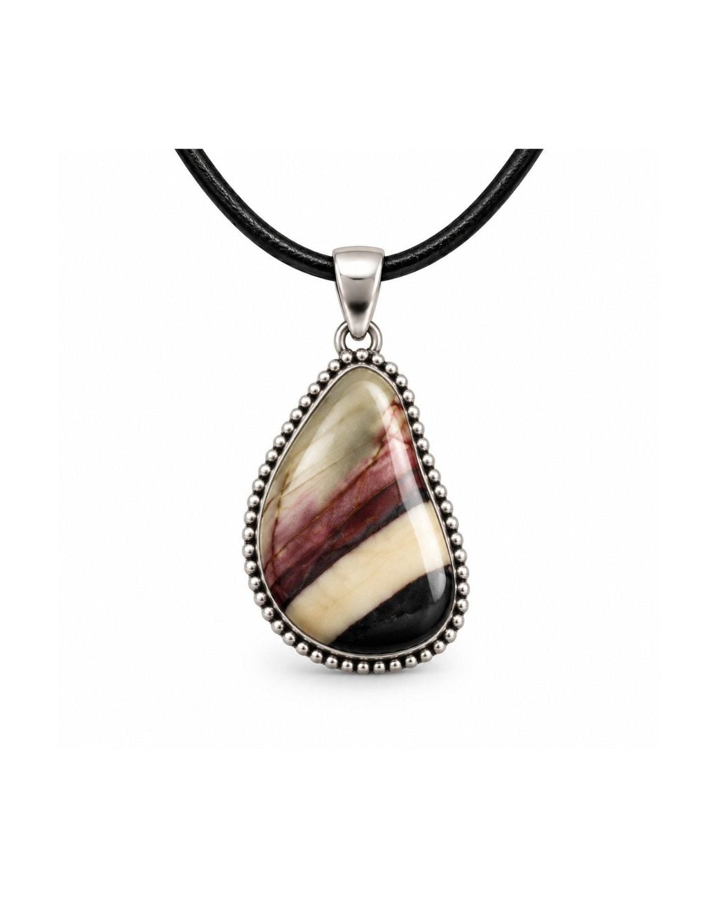 Saéa Metallic Cream Rose And Plum Mookaite Jasper Freeform Pendant Necklace