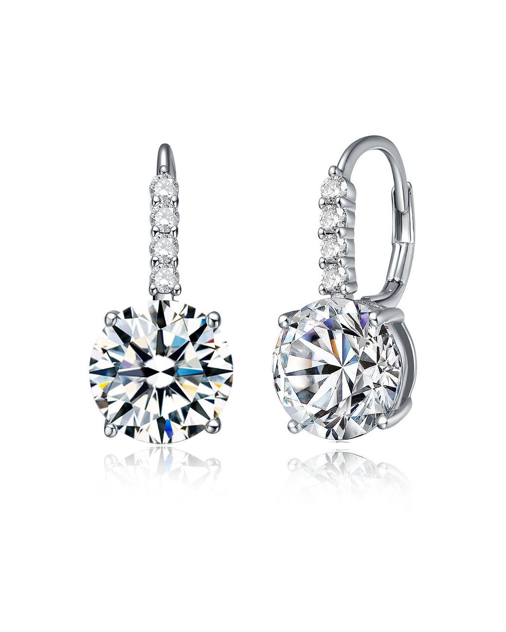 Genevive Jewelry White Rachel Glauber Plated Cubic Zirconia Hinge Back Earrings