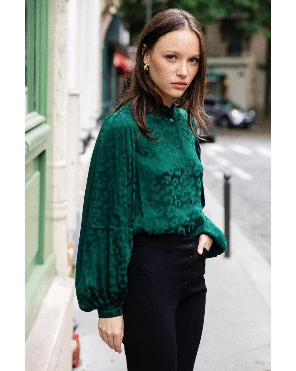 AVANI Apparel Green Hortensia Blouse
