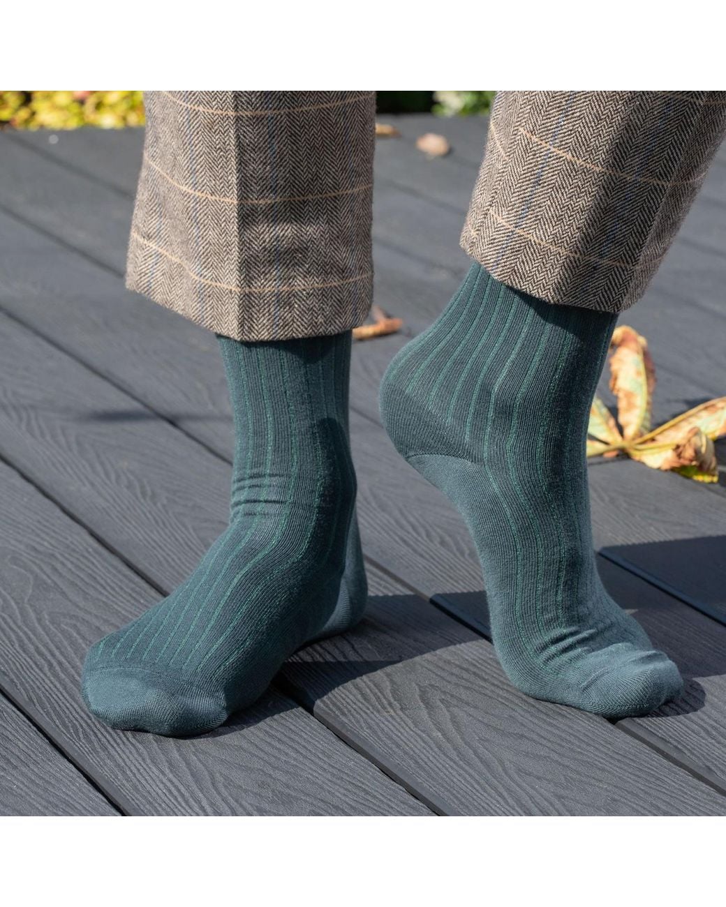 Peper Harow - Made in England Green Three Pack Essential Socks for men