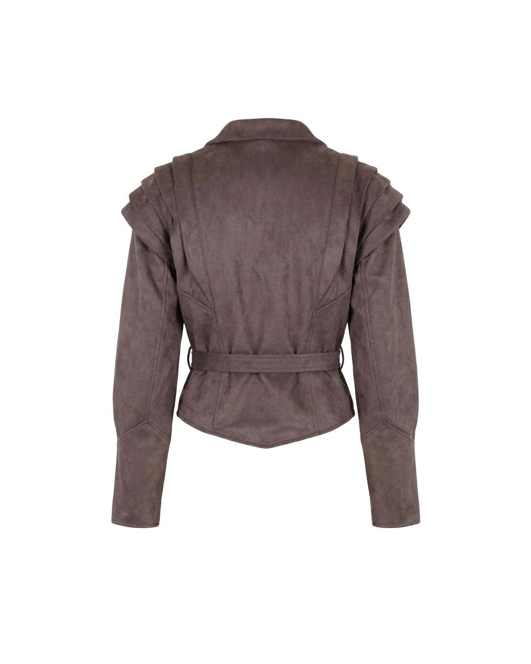 Modenaire Brown Suede-Effect Structured Shoulder Jacket Tailored Fit