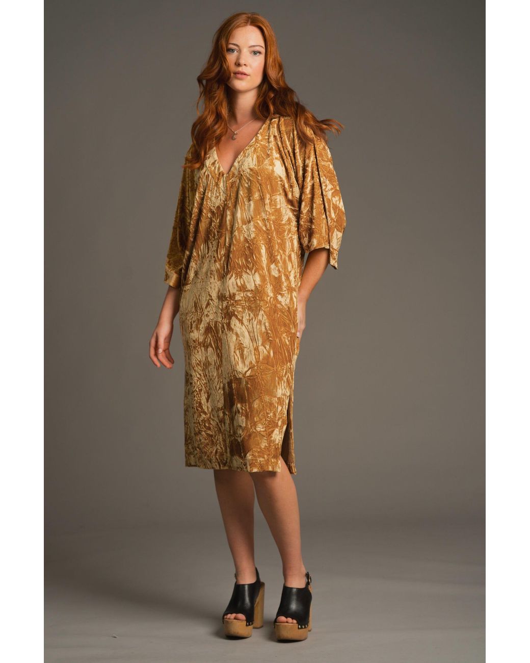 Little Lies Yellow Rumours Ochre Velvet Midi Dress