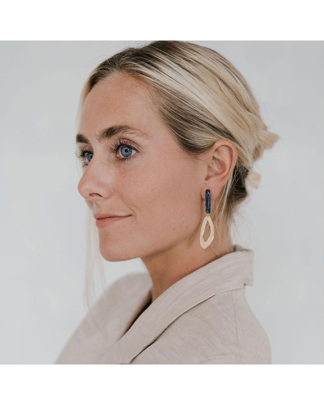 Kate Koel Blue Long Statement Earrings