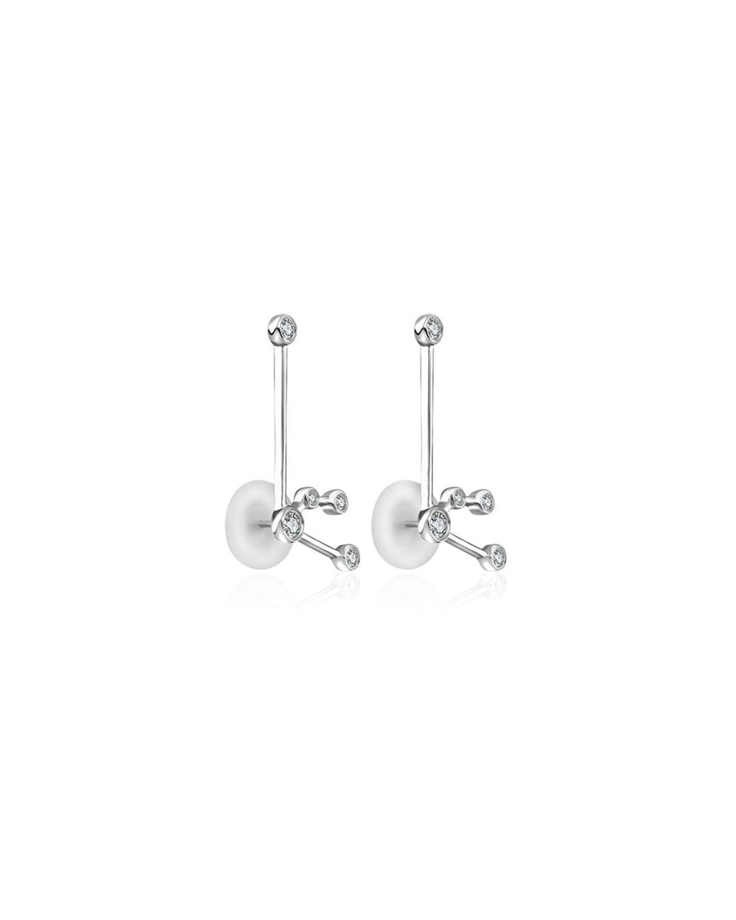 Genevieve Collection Metallic Aquarius Zodiac Constellation Earring 18K & Diamond