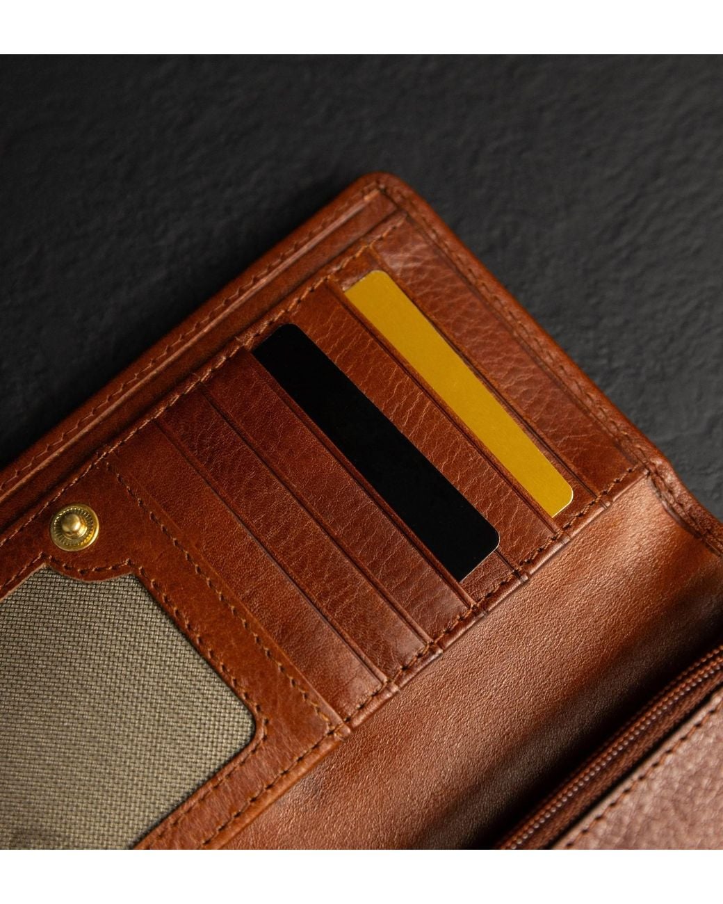 Time Resistance Brown Leather Continental Wallet