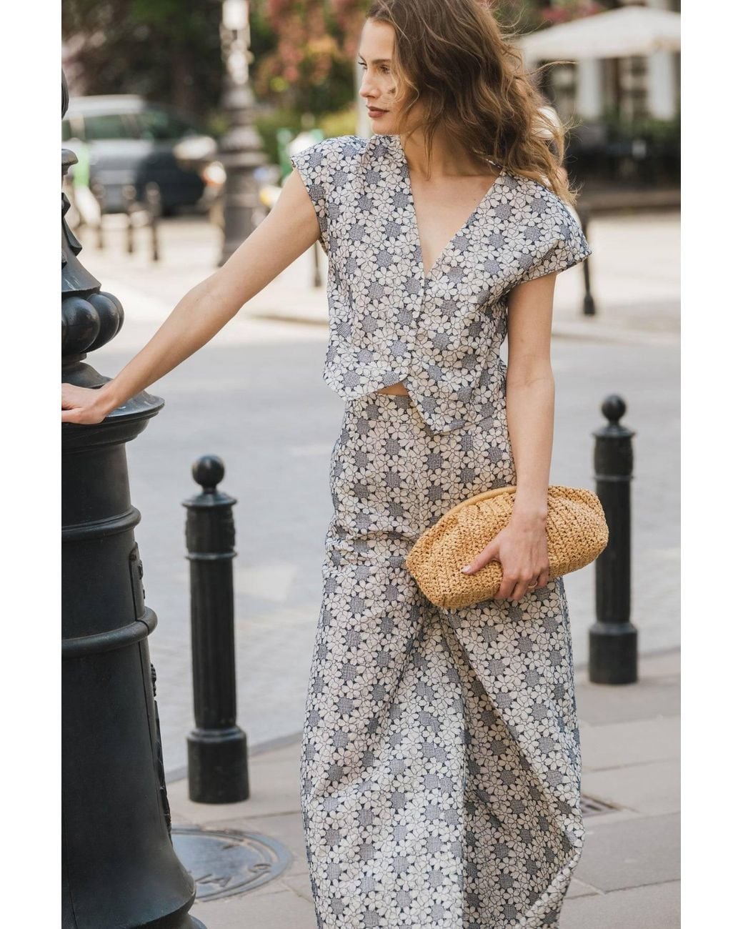 Traffic People Gray Miss Daisy And Floral Rene Wide Leg Trousers