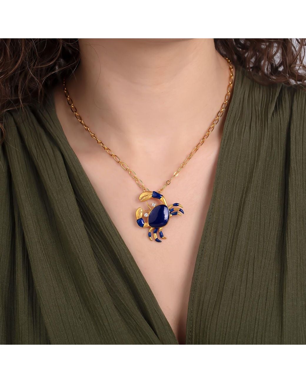 Milou Jewelry Blue Crab Necklace