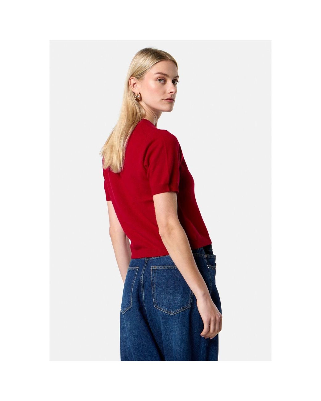 Helen Mcalinden Red Gemma Ruby Cashmere Crew Neck T-Shirt