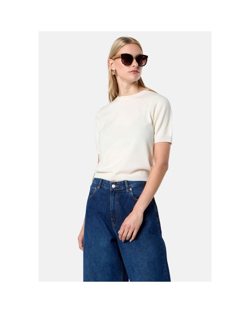 Helen Mcalinden White Neutrals Gemma Winter Cashmere Crew Neck T-Shirt