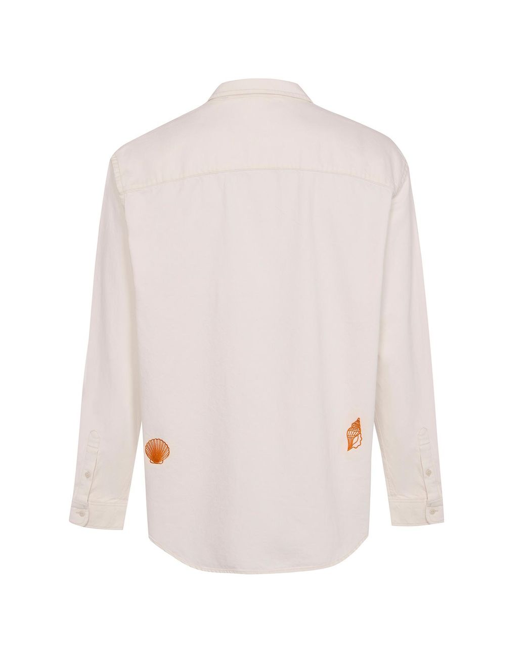 INGMARSON Pink Shell Embroidered Organic Cotton Shirt Ecru for men