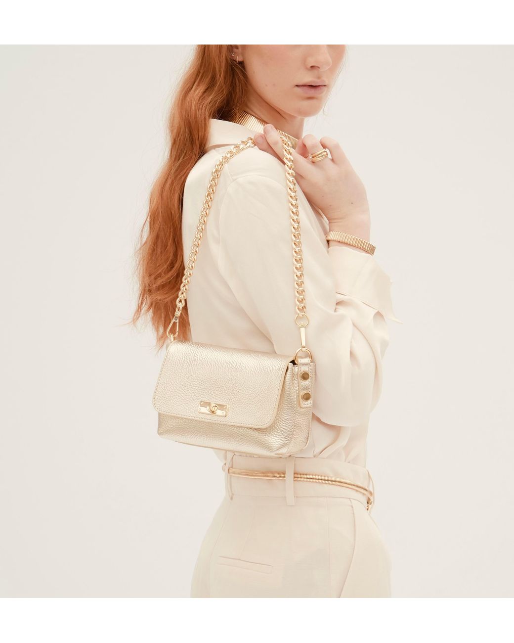 Apatchy London Metallic Slim Flat Shoulder Chain Strap