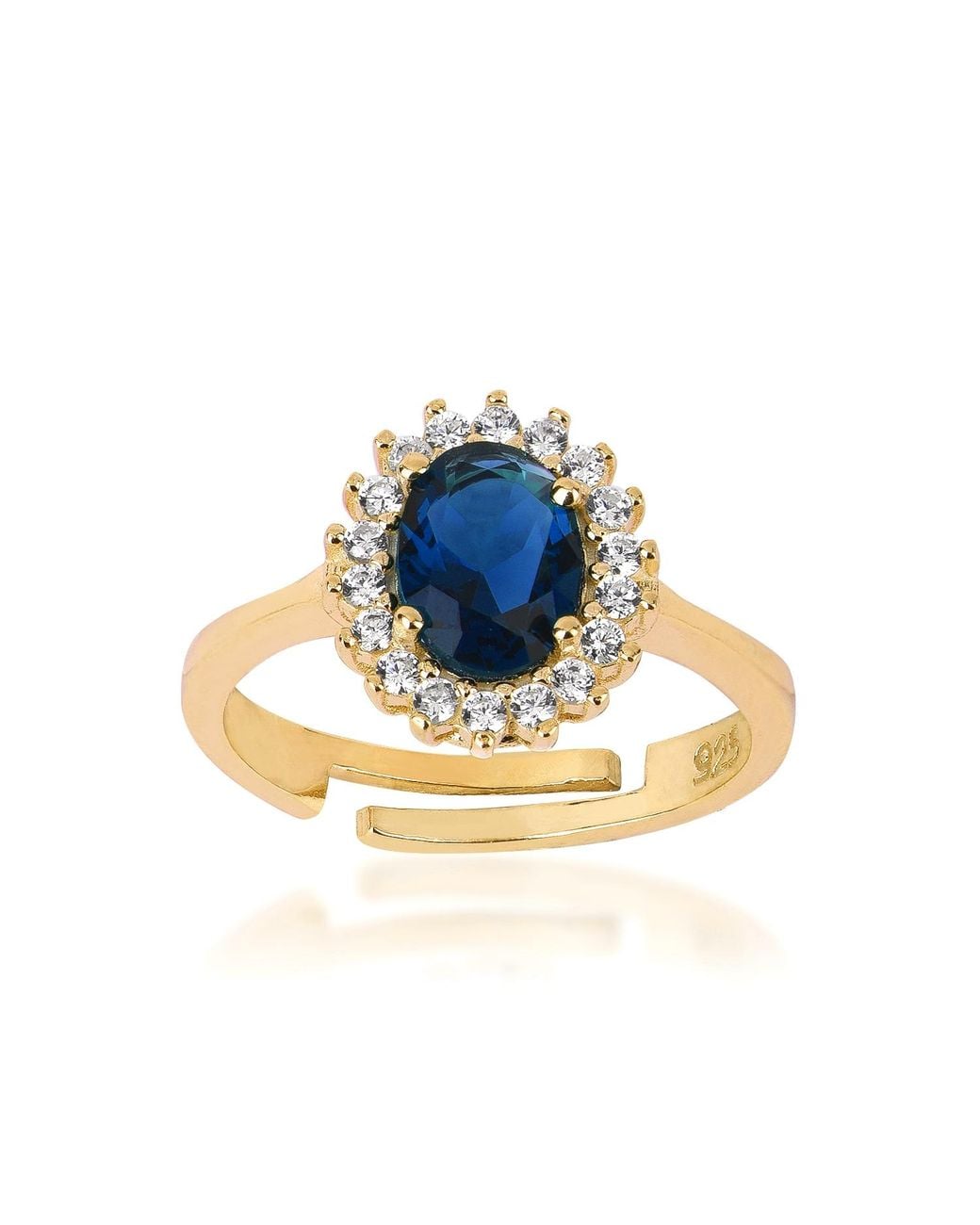 BY EDA DOGAN Blue Diana Sapphire Adjustable Ring