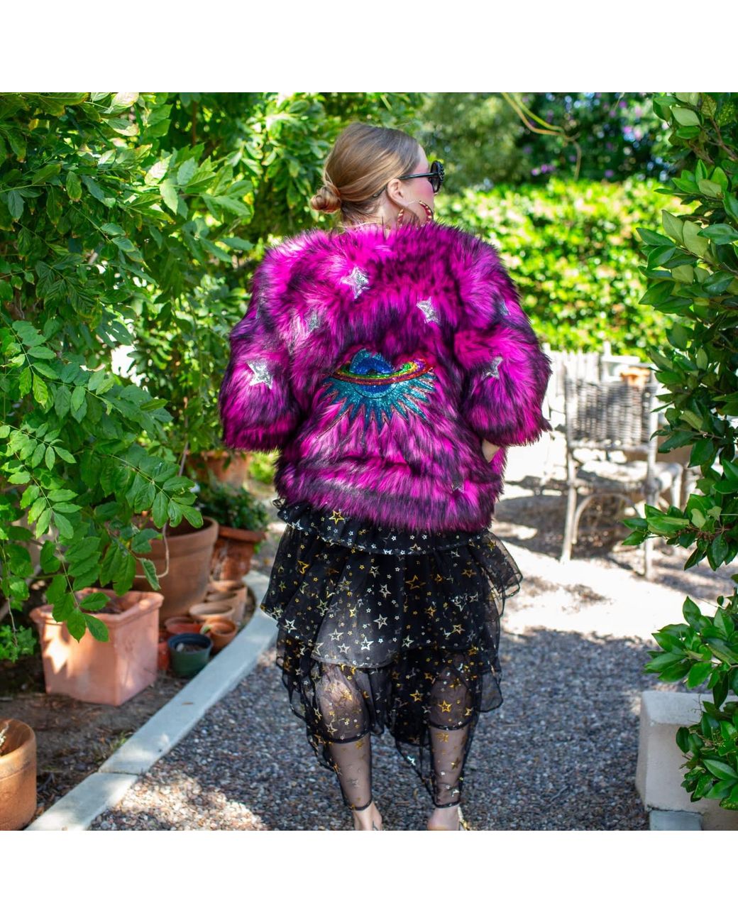Jennafer Grace Multicolor Planet Queen Faux Fur Jacket