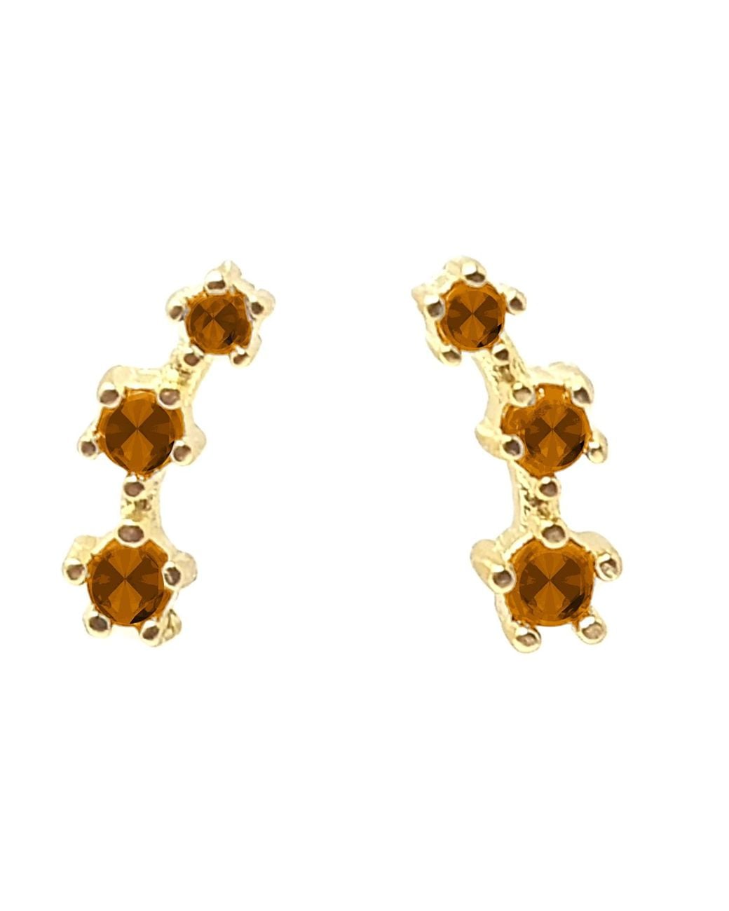 Sophelia Metallic Citrine November Birthstone Climber Stud Earrings