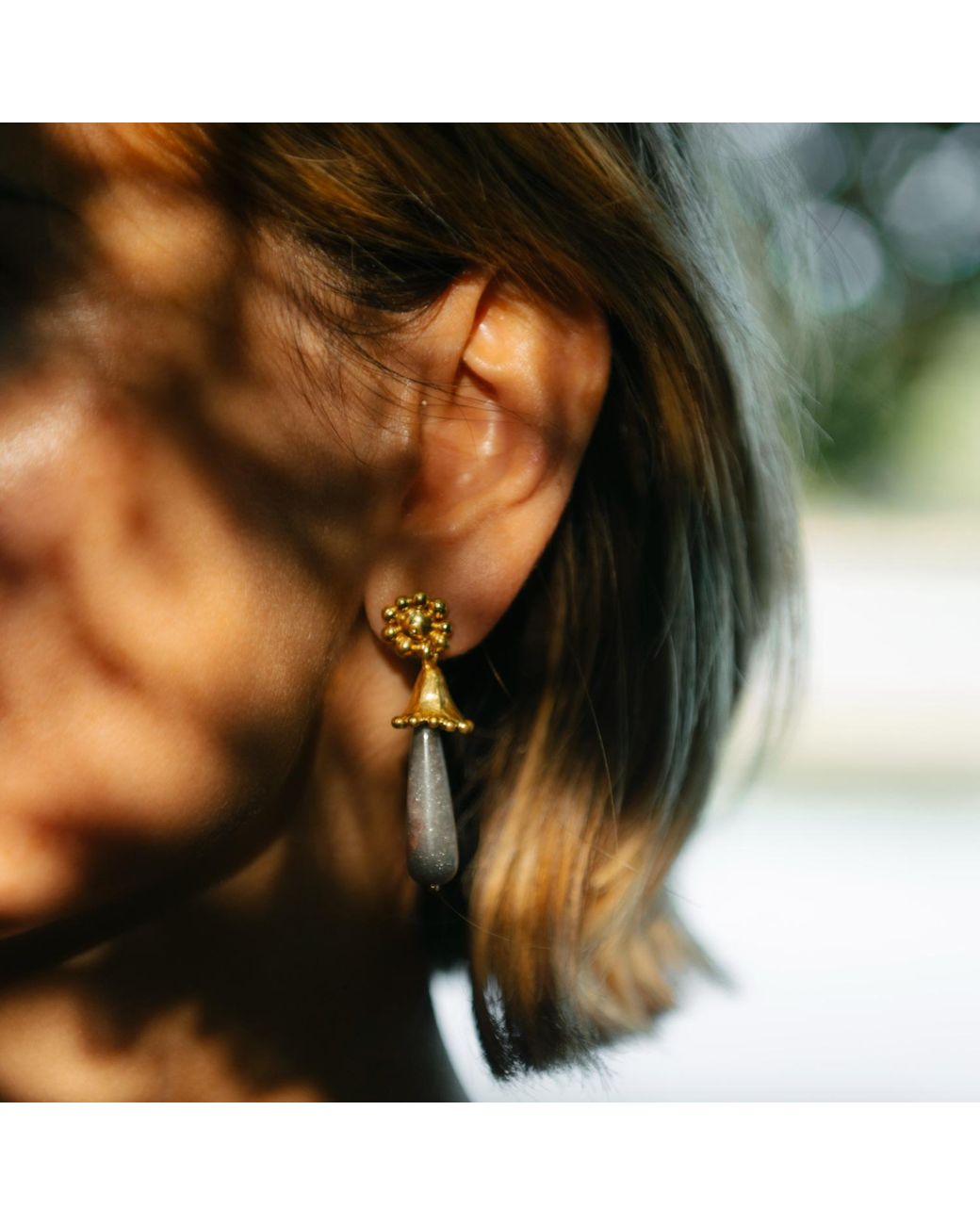 Raxada Metallic Coal Drop Earrings