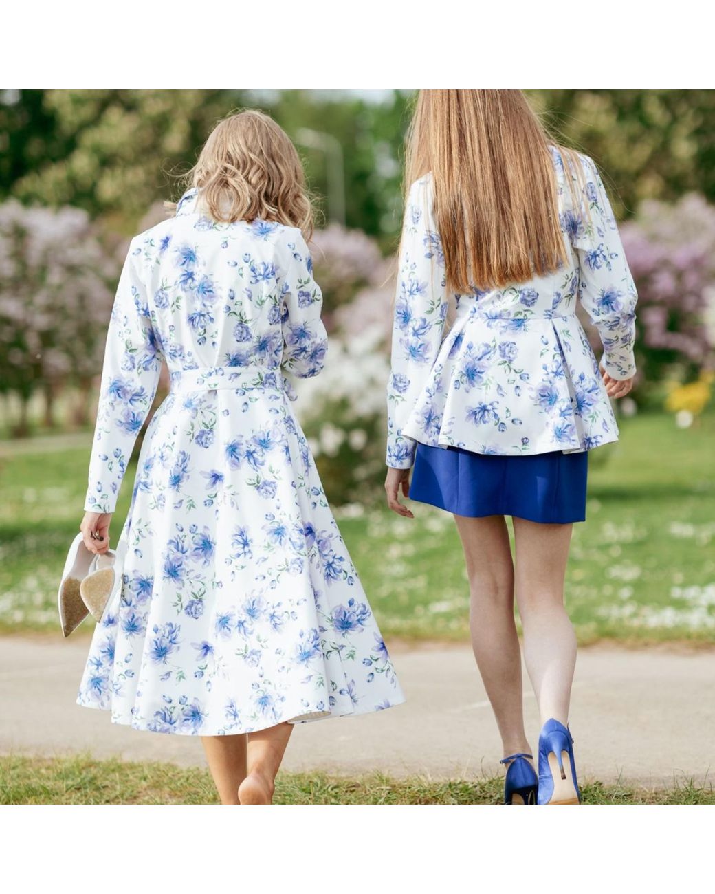 RainSisters Blue Jacket With Detachable Hood And Flower Print Whisper