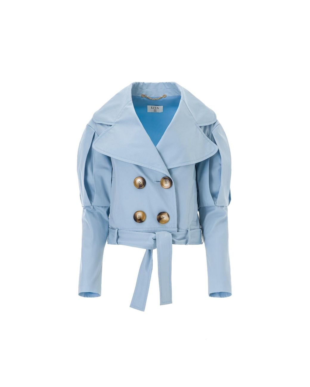 Lita Couture Blue Statement Jacket With Oversized Lapels