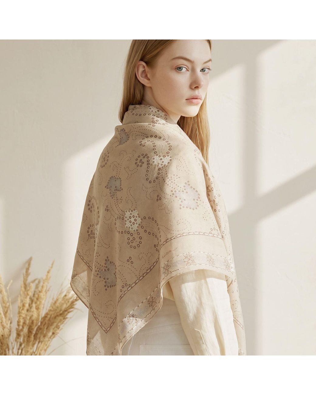 Ana Maison Gray Edgecraft Silk Wool Scarf