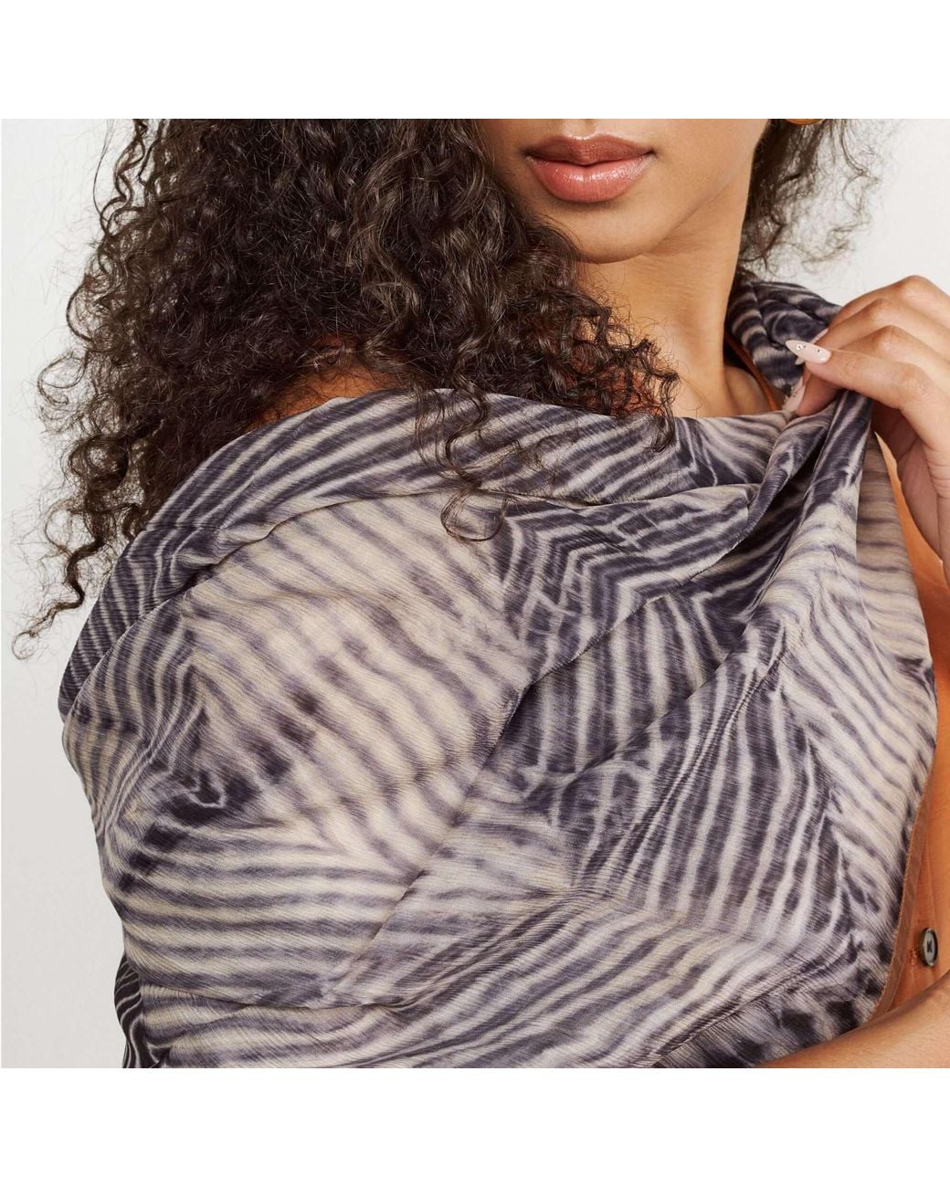 Variously Purple Chiffon Square Scarf Samu Hand Crafted Shibori Print Silk