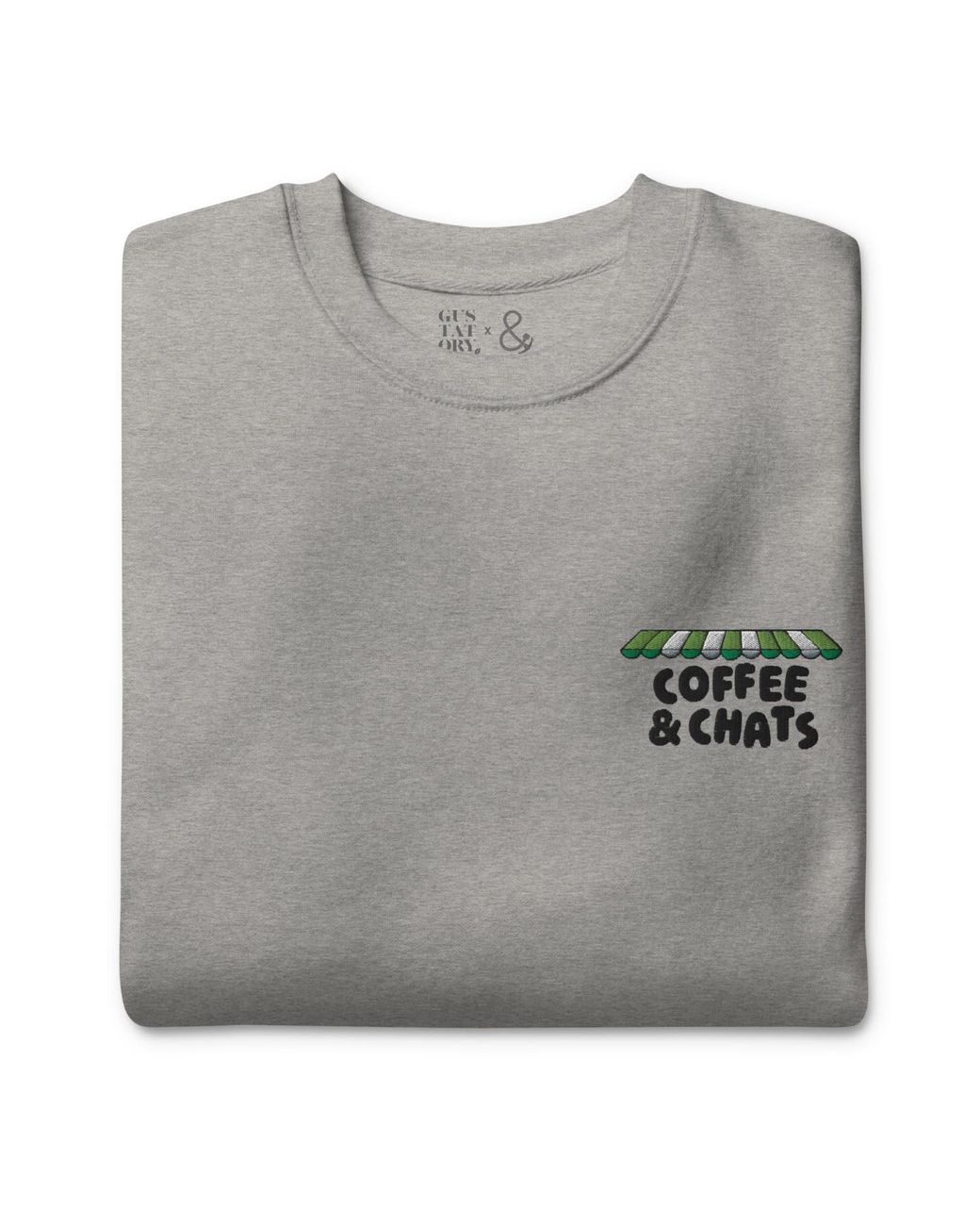 Anchor and Crew Gray Carbon Gustatory Coffee & Chats Cotton Blend Embroidered Sweatshirt for men