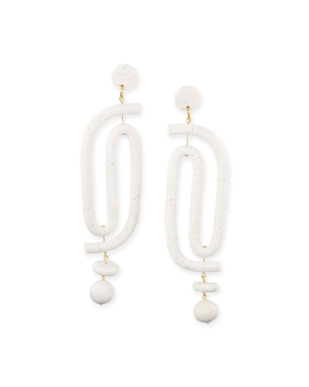 By Chavelli White Labyrinth Dangly Statement Earrings