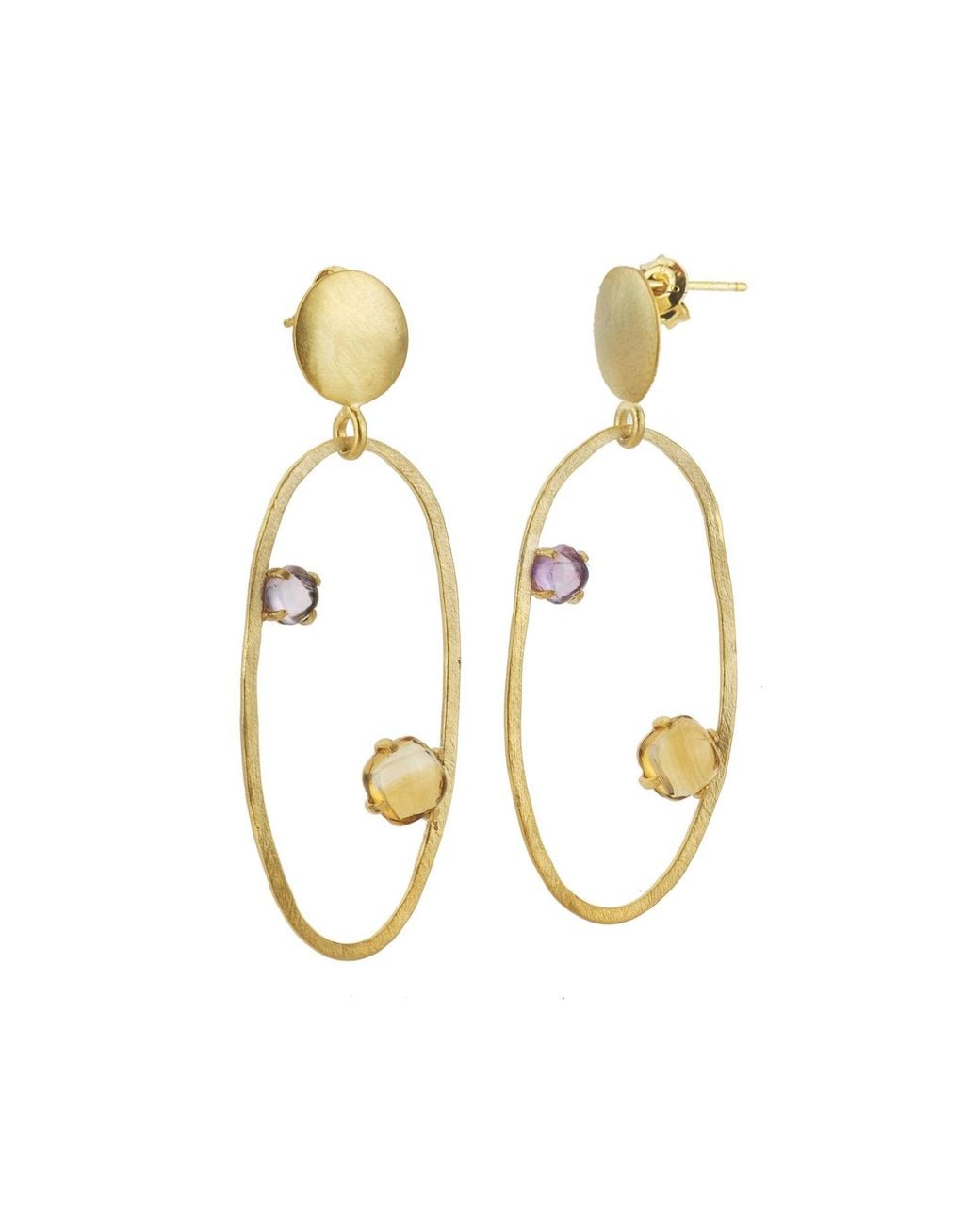 Genevive Jewelry Metallic Overlay Cubic Zirconia Accent Open Circle Earrings