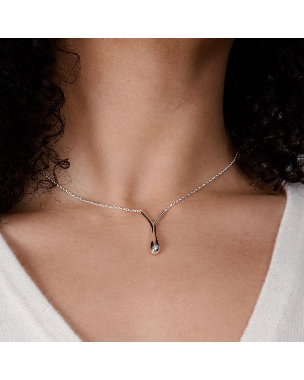 Lucy Quartermaine White Sterling V Drop Pendant