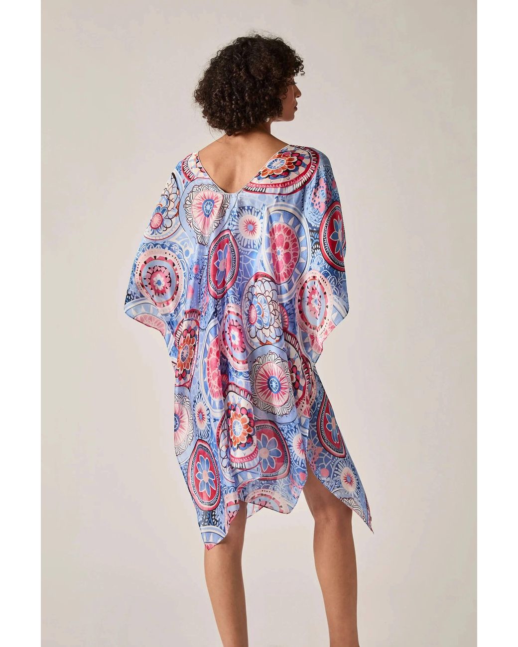James Lakeland White Mandala Print Kaftan
