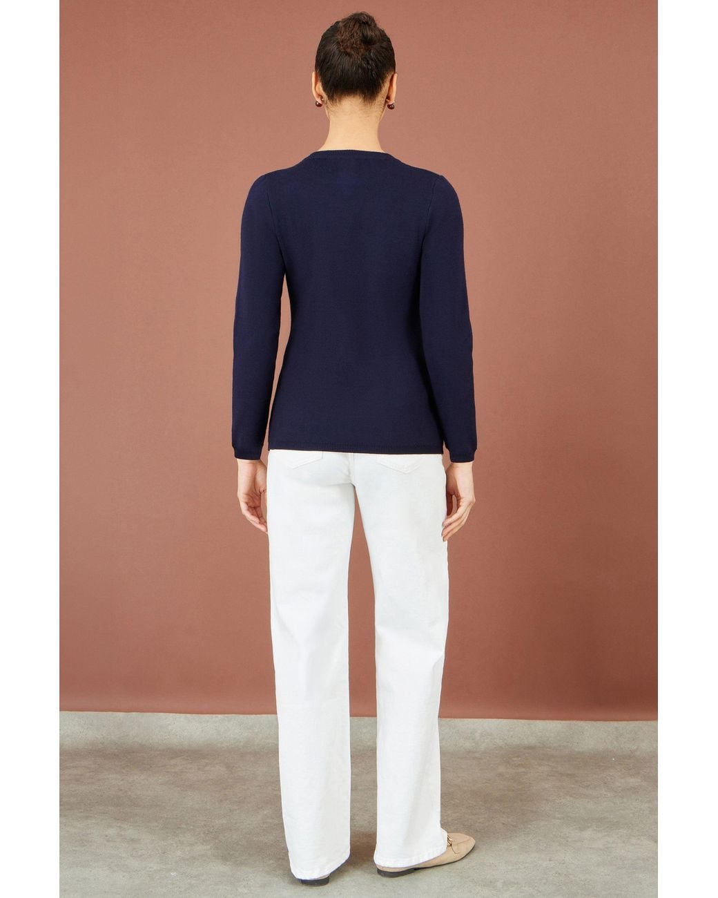 Yumi' Blue Knitted Fitted Peplum Cardigan