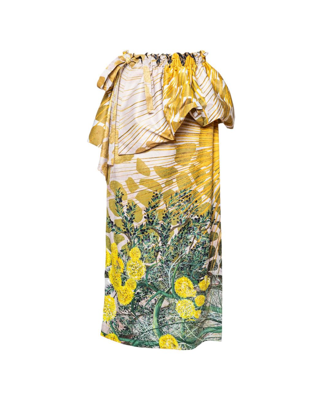 ARTISTA Yellow Fennel Pencil Skirt With Ruffled Belt