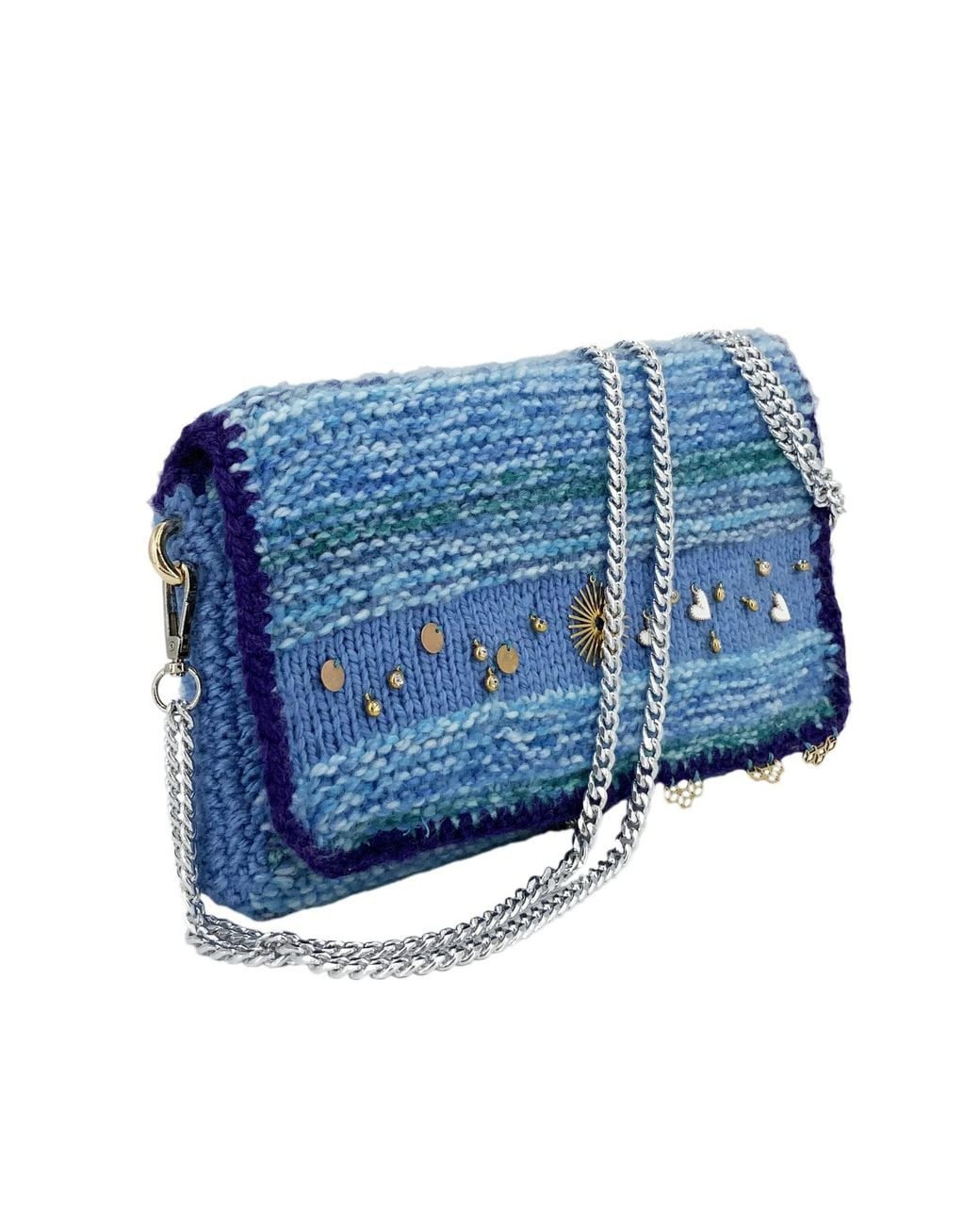 Hilo De Mar Blue Cíes Hand Knitted Bag With Charms