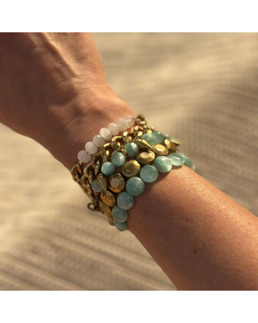 Rachel Nathan Blue Narrow Moonstone Coin Bracelet