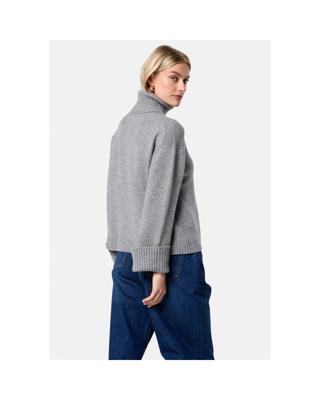 Helen Mcalinden Gray Carol Chunky Marl Cashmere Roll-Neck Sweater