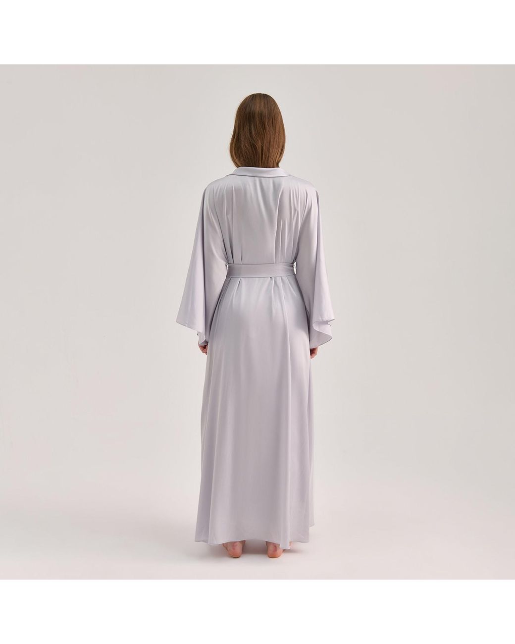 Avenue 8 Blue Silk Maxi Collar Robe