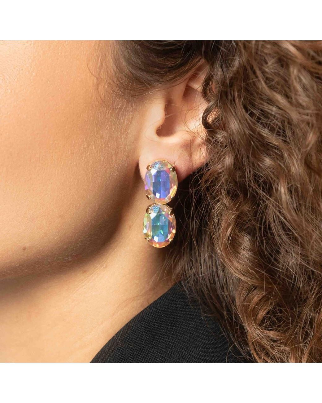 LOTT.gioielli Metallic Oval Waterfall Two Stones Earring M