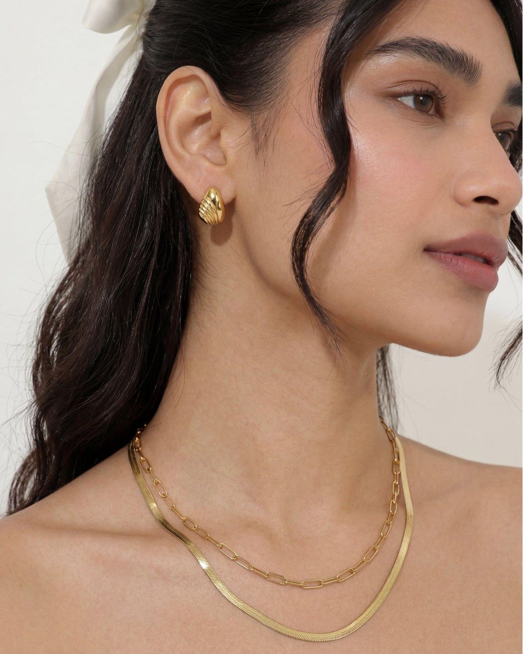 Elk & Bloom White Double Chain Set