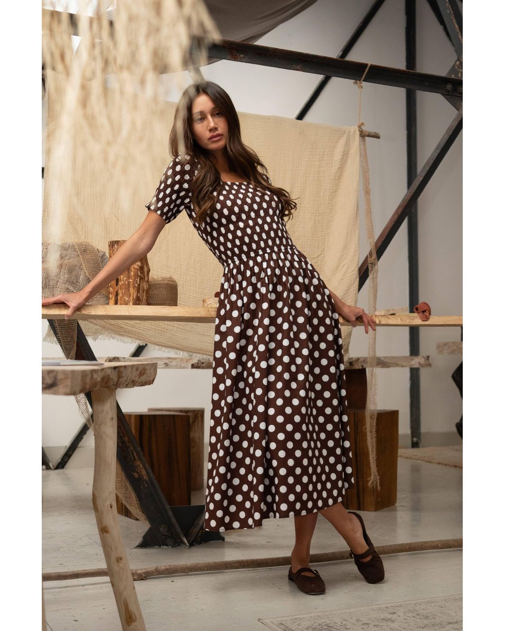 Amy Lynn Purple Matilda Pure Cotton Polka Dot Midi Dress