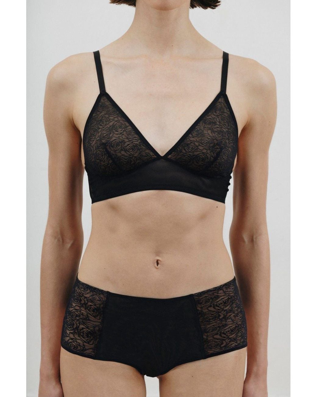 Verdant Intimates Black Rose Lace Boyshort