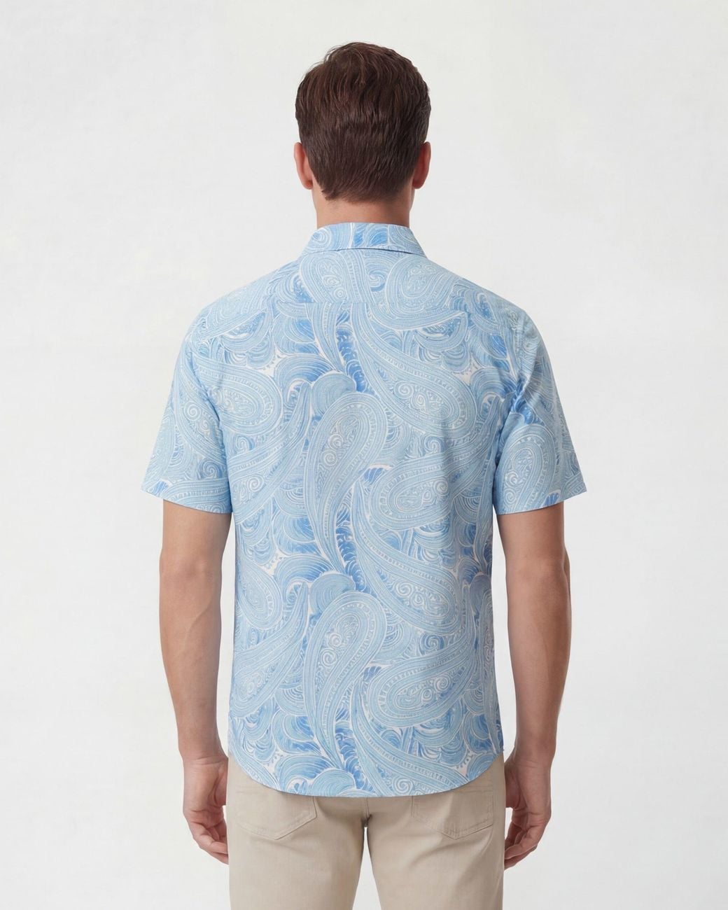 Lords of Harlech Blue Tyler Marakesh Paisley Short Sleeve Shirt for men