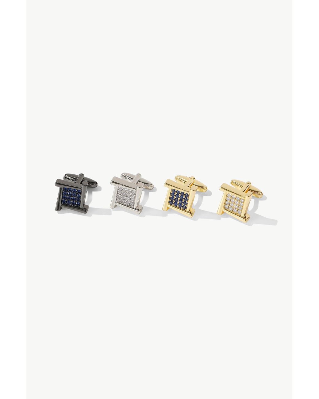 Classicharms Metallic Atlas Onyx Square Grid Cufflinks for men