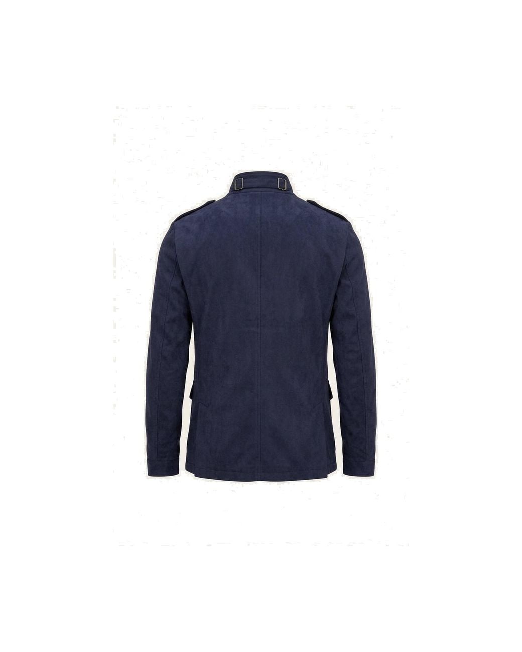 Ron Tomson Blue Microsuede Lightweight Safari Jacket for men