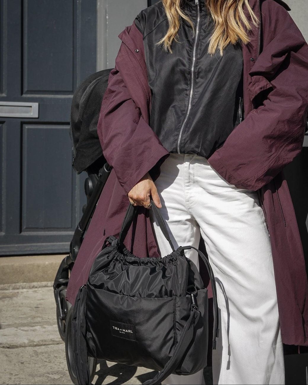 Tiba + Marl Black Luna Drawstring Changing Tote