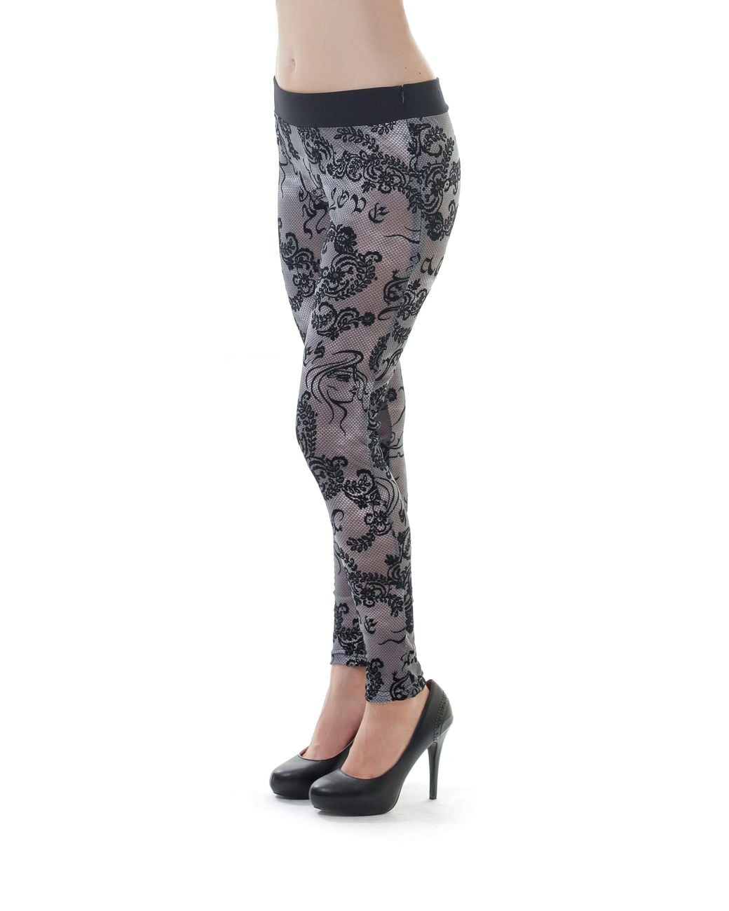 Conquista Gray Lace Leggings