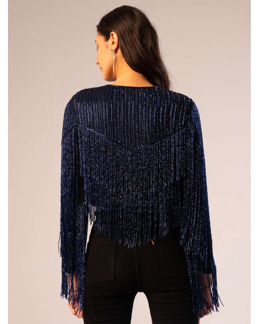 Rose & Nancy Blue Scarlett Fringe Jacket