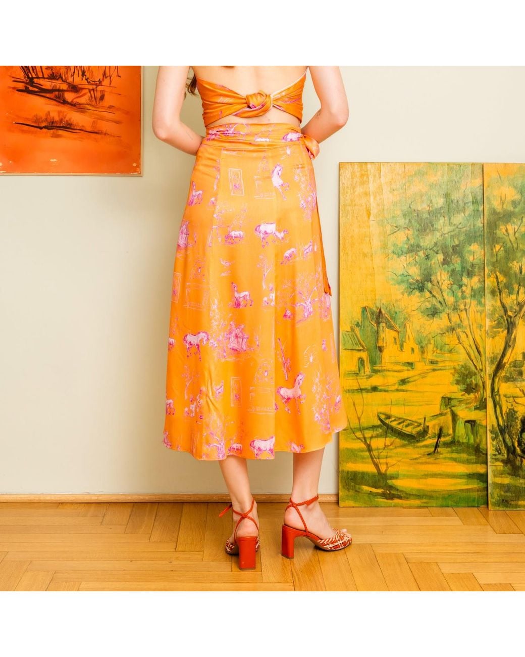 L’orangerie D’isabella Orange Lillies Skirt Toile De Jouy