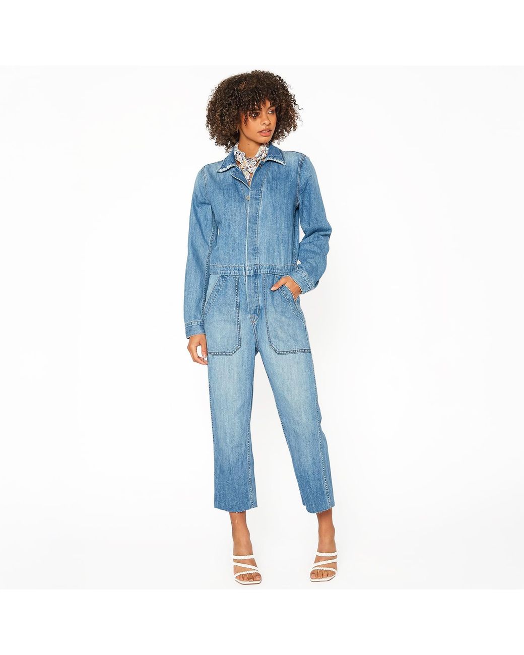 NOEND Blue Yanni Cropped Jumpsuit